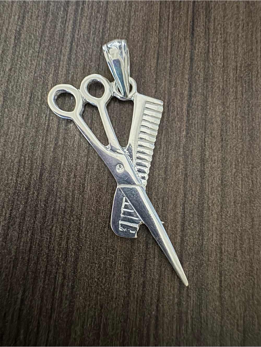 Silver Hairdresser Scissors & Comb Pendant- 925 stamped
